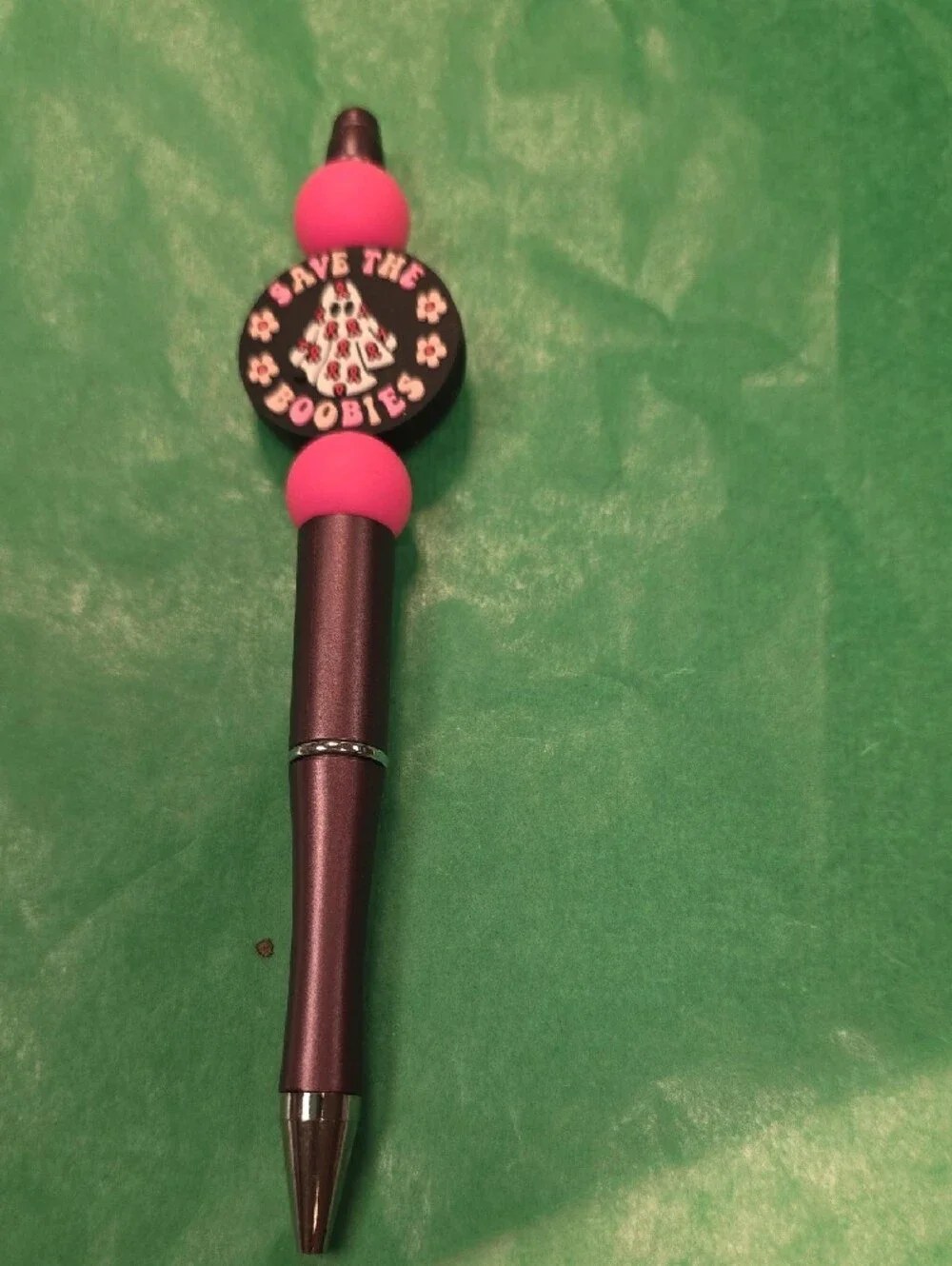 Pink Accent Stylus & Ballpoint Pen with Awareness Charm